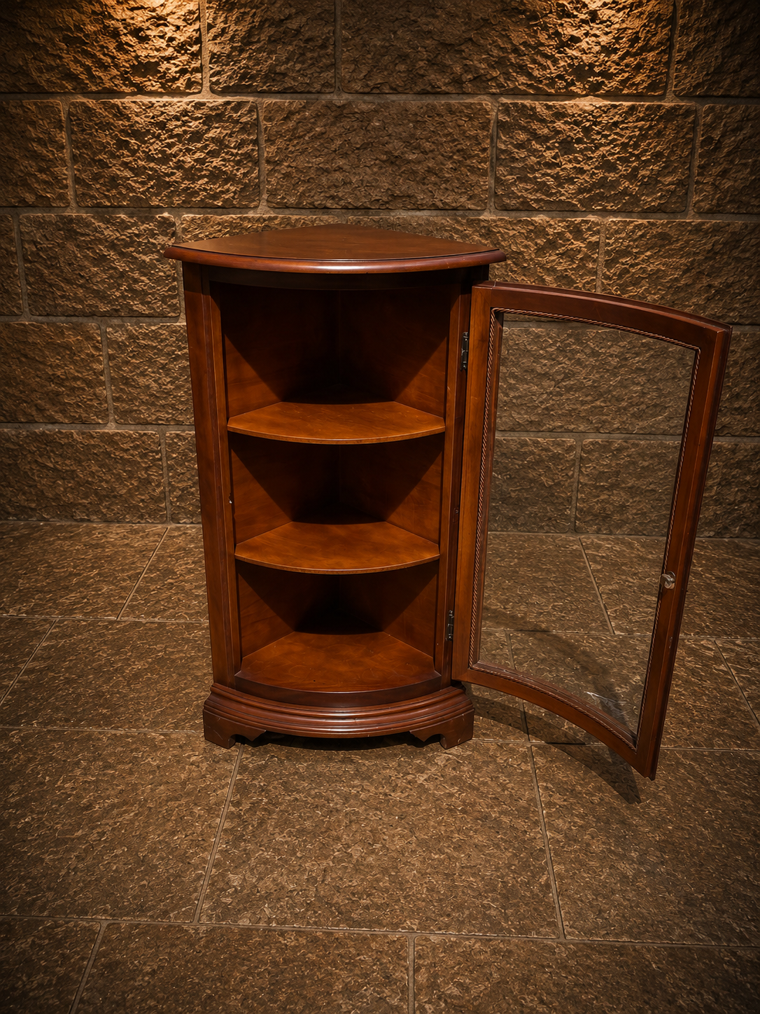 Vintage Mahogany Corner Display Cabinet | Georgian Style Glazed Curio Cabinet | Corner Display Cupboard