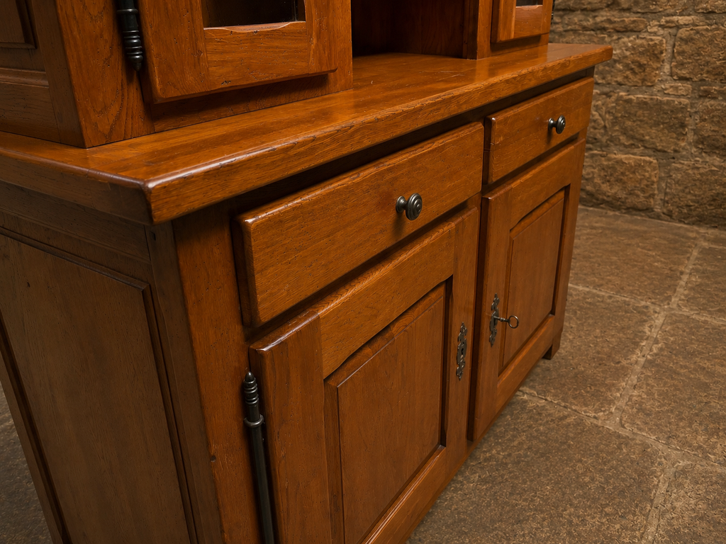 Solid Oak Farmhouse Dresser – Large Country Kitchen Display & Storage Cabinet