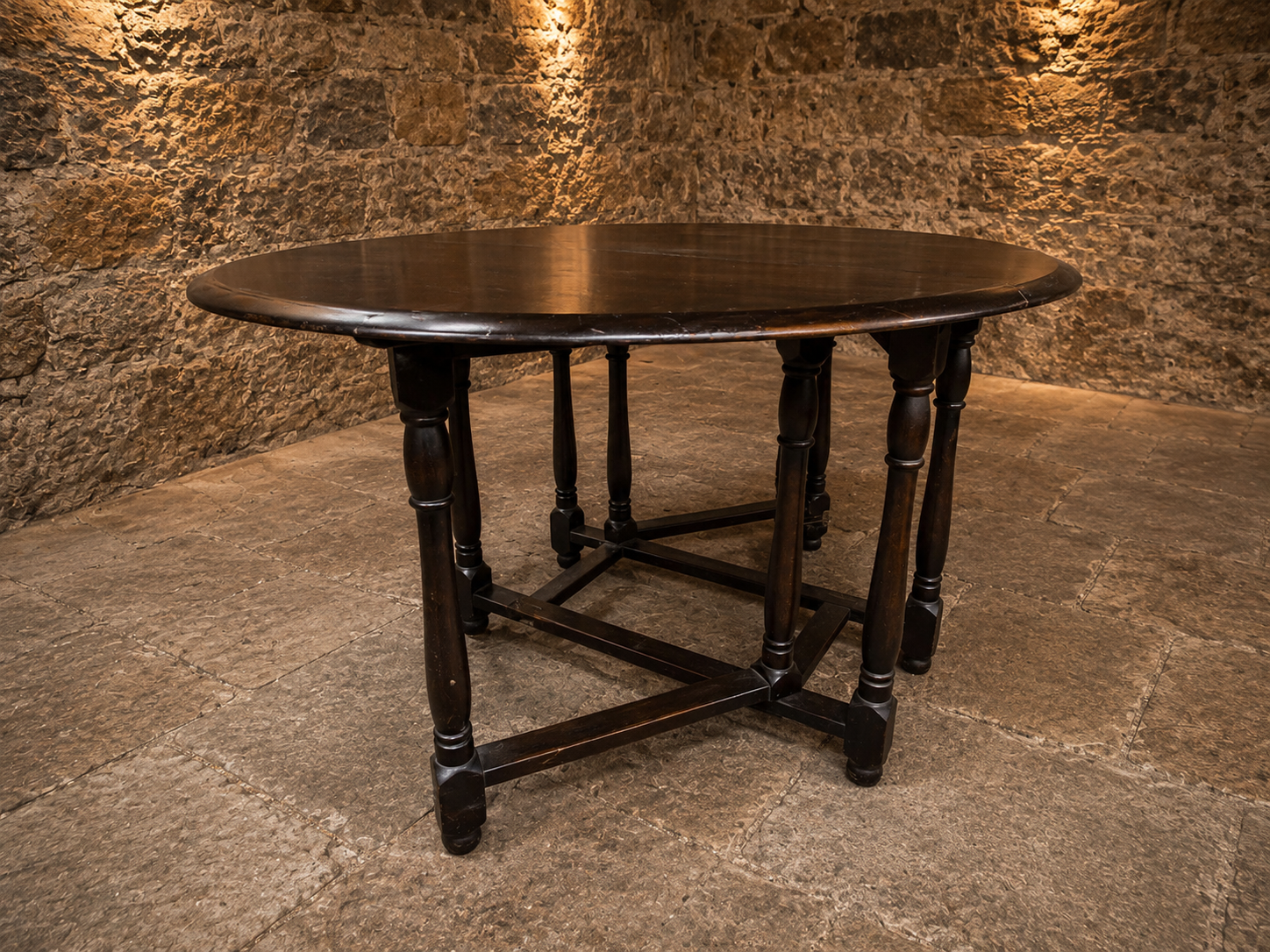 Vintage Mahogany Oval Drop Leaf Gateleg Dining Table | Georgian Style Folding Dining Table | c.1950–1975