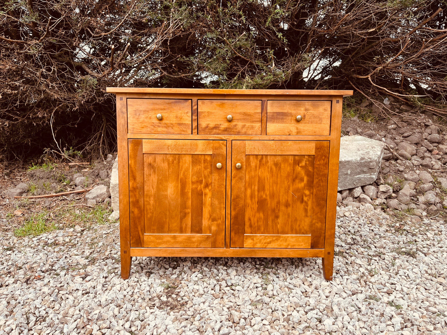 Solid Wood Vintage Sideboard Cabinet – 3 Drawer Storage Cupboard