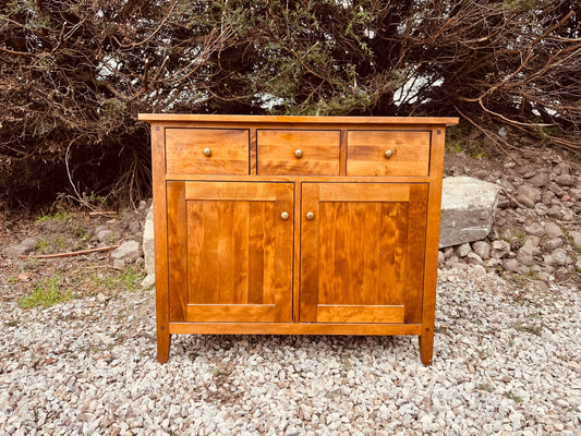 Solid Wood Vintage Sideboard Cabinet – 3 Drawer Storage Cupboard
