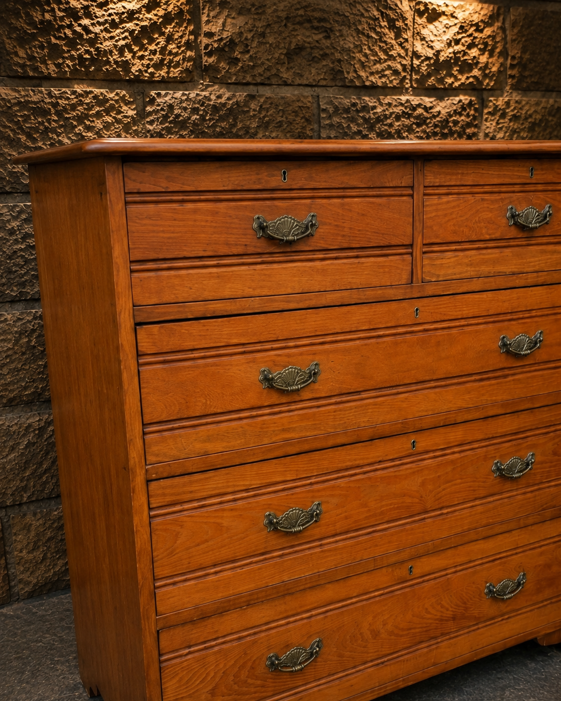 Antique Victorian Pine Chest of Drawers – Circa 1890 – Country House Five Drawer Chest