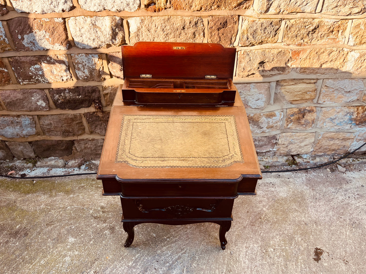 Victorian Mahogany Davenport Writing Desk – Antique Leather Top – Circa 1890