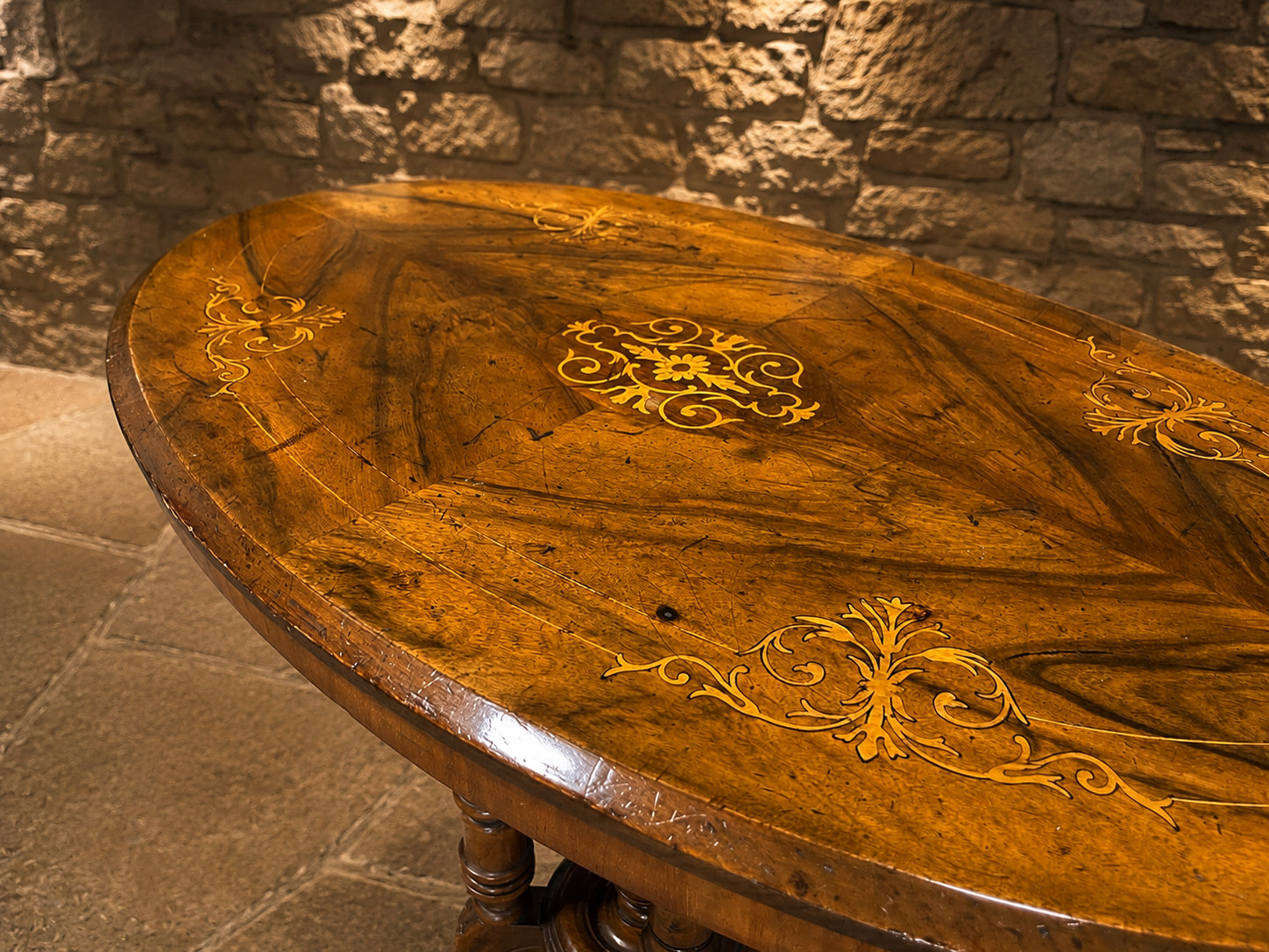 Victorian Burr Walnut Marquetry Centre Table | Antique Oval Walnut Occasional Table | English Circa 1860–1880