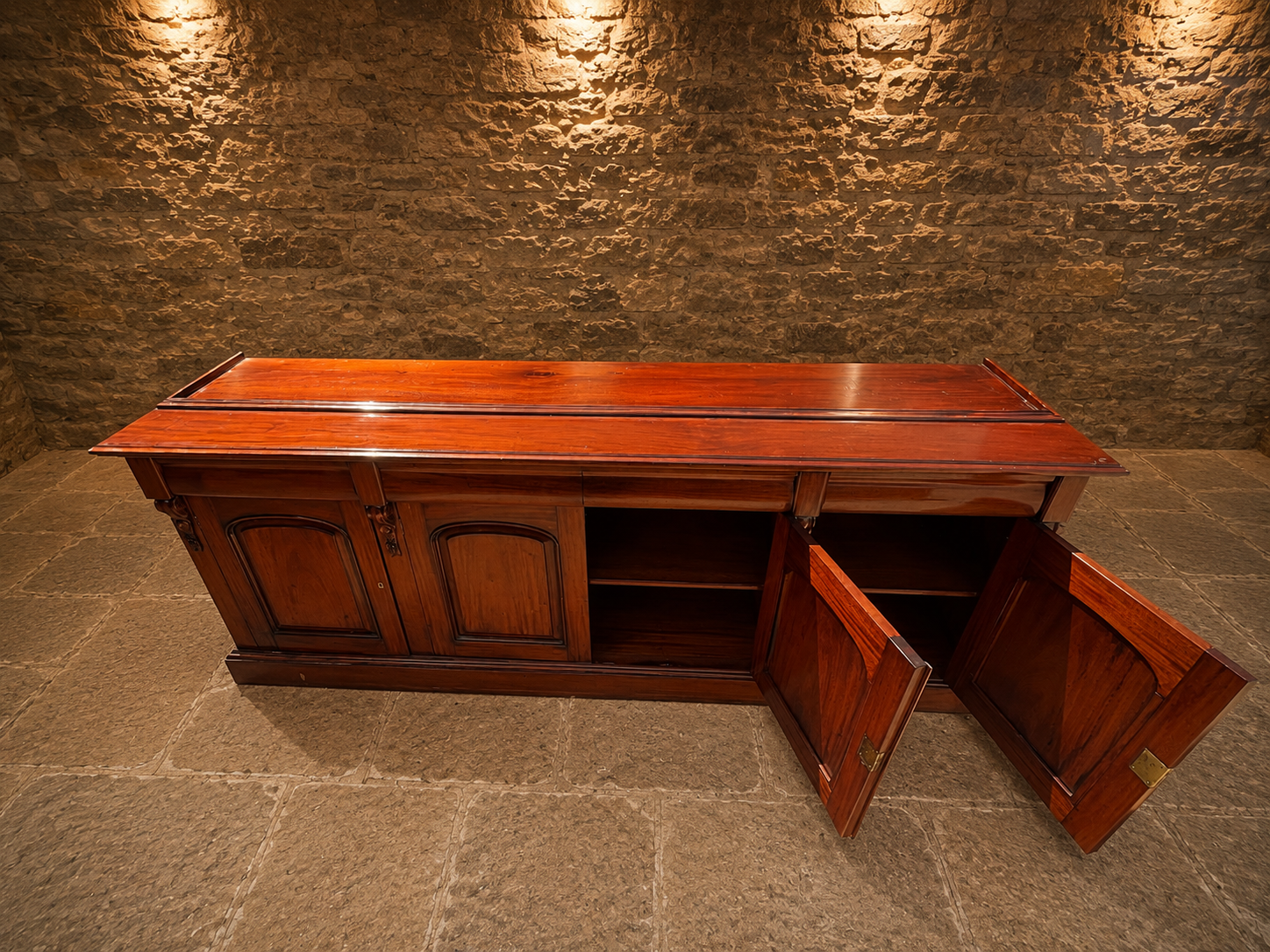 Victorian Mahogany Shop Counter Base | Antique Commercial Cabinet | Kitchen Island Base