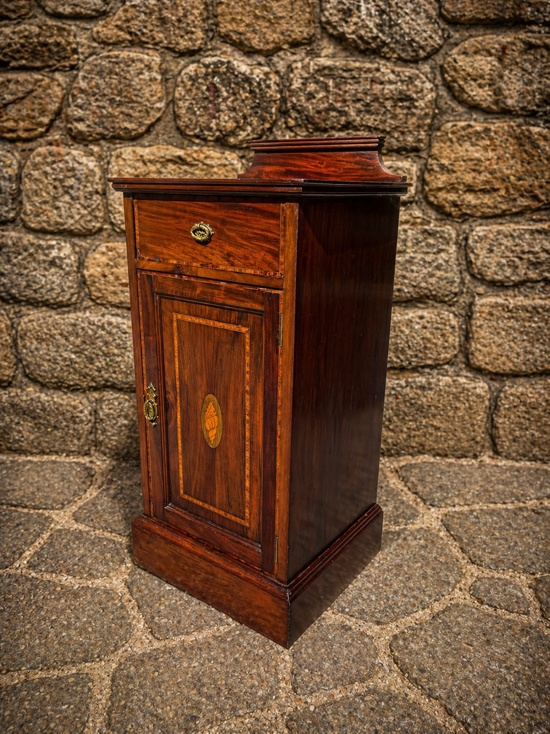 Edwardian Inlaid Mahogany Bedside Cabinet c.1900–1915