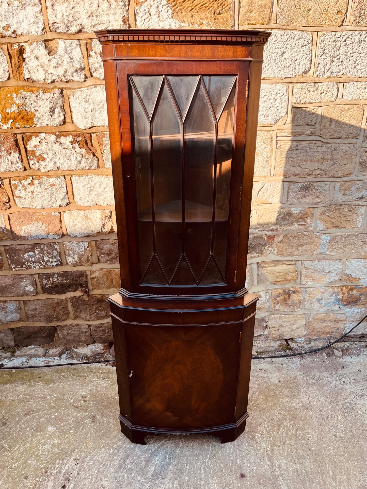 Mahogany Georgian Style Corner Display Cabinet with Astragal Glazed Door