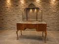 Vintage Serpentine Dressing Table with Triptych Mirror – Queen Anne Style