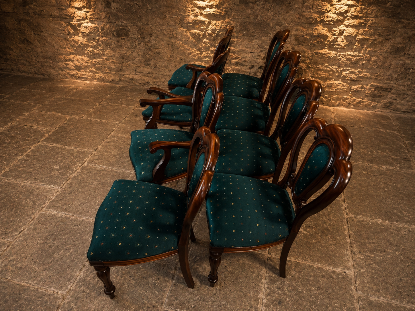 Victorian Set of 8 Solid Mahogany Balloon Back Dining Chairs | 6 Side Chairs & 2 Carvers | c.1860–1880