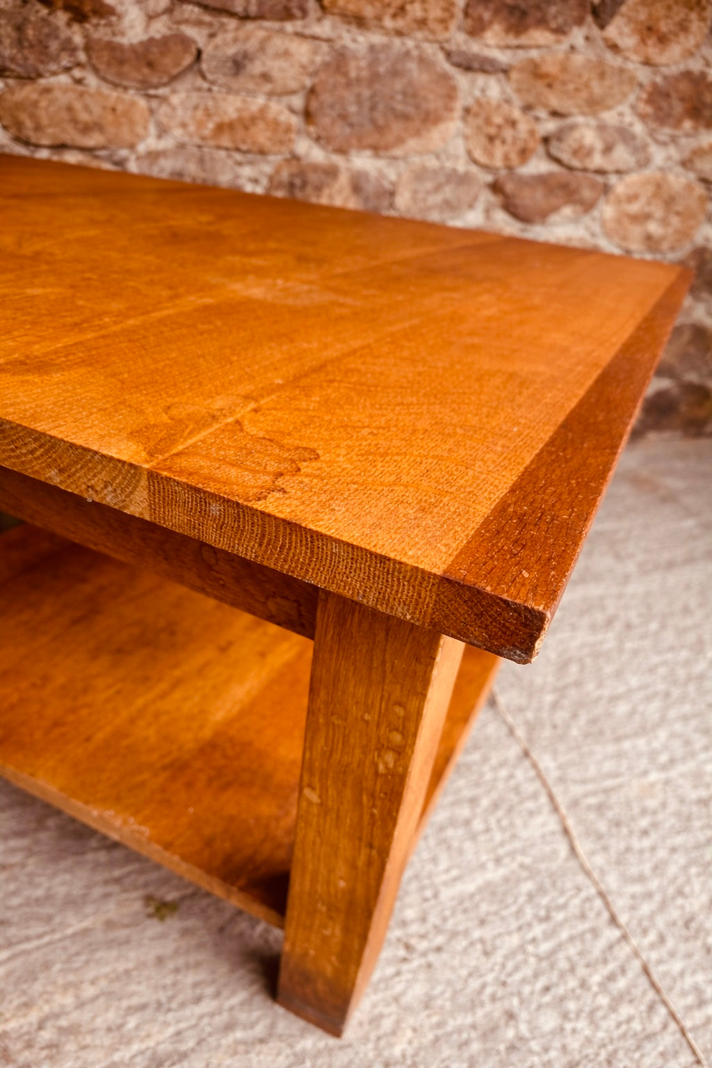 Rustic Wooden Coffee Table with Lower Shelf