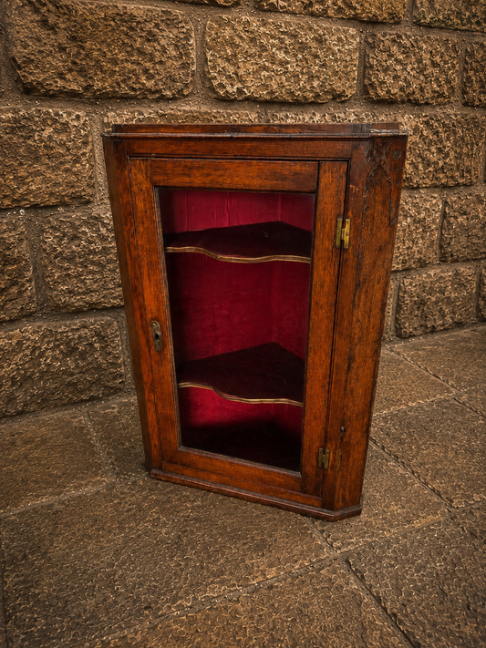 Antique Oak Corner Display Cabinet c1900