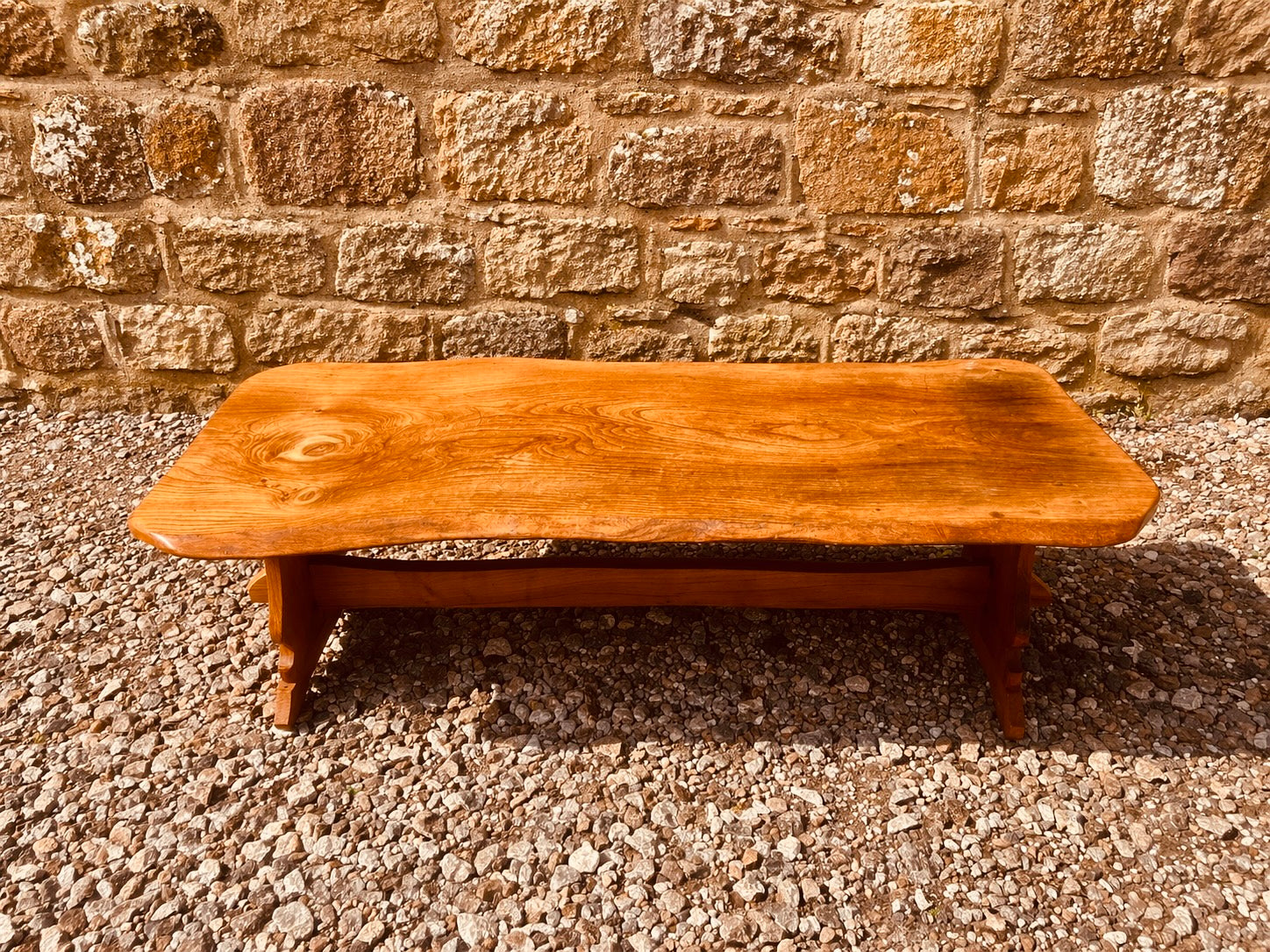 Rustic Solid Wood Coffee Table – Live Edge Style Farmhouse Design