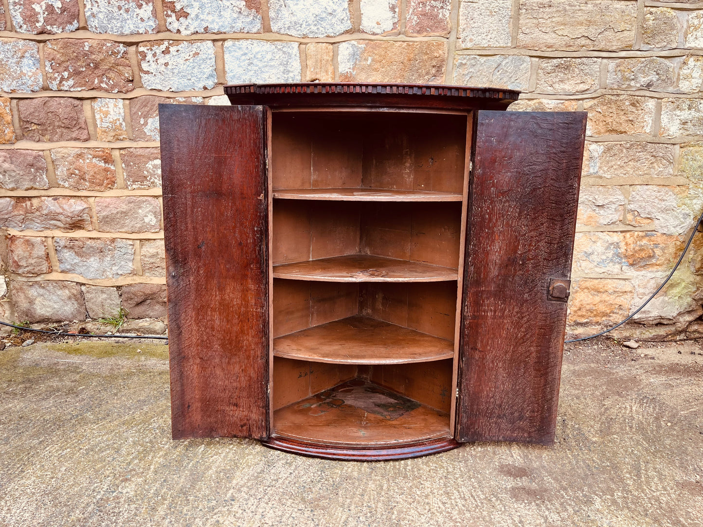 Antique Bow Front Corner Cupboard