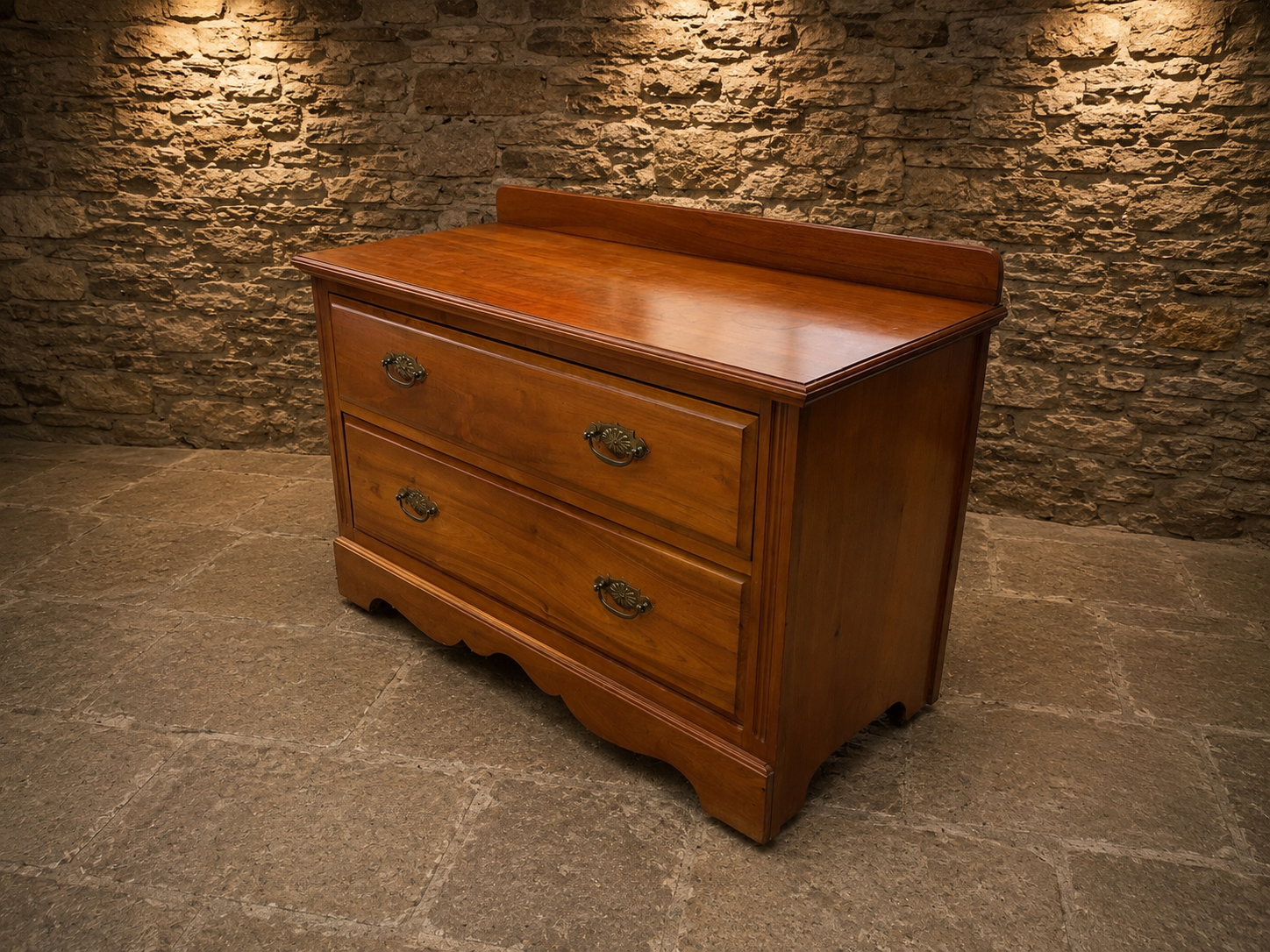 Vintage Solid Wood Two Drawer Chest – Traditional Country House Storage