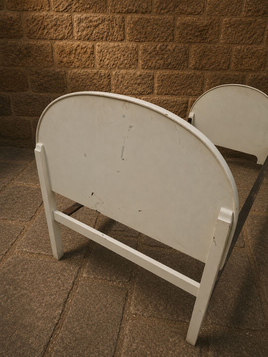 Art Deco Single Bed Frame with Upholstered Headboard & Footboard, c1930s