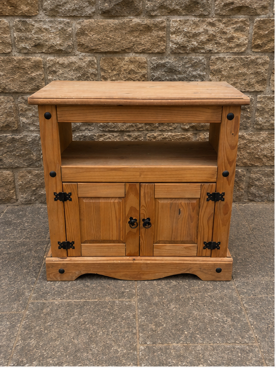 Vintage Pine TV Cabinet | Rustic Farmhouse Storage Unit | Mexican Pine Media Stand