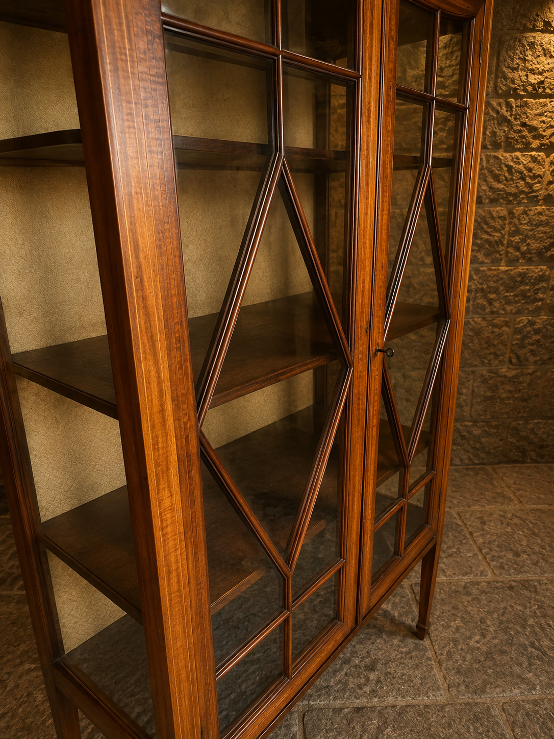Circa 1905 Edwardian Inlaid Mahogany Glazed Display Cabinet