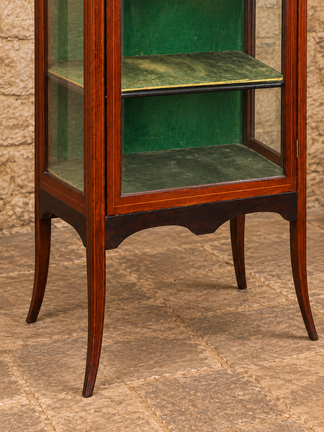 Antique inlaid glazed display cabinet, circa 1900
