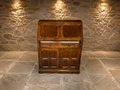 Vintage Solid Oak Jacobean Revival Bureau Cabinet with Drop Front Writing Desk