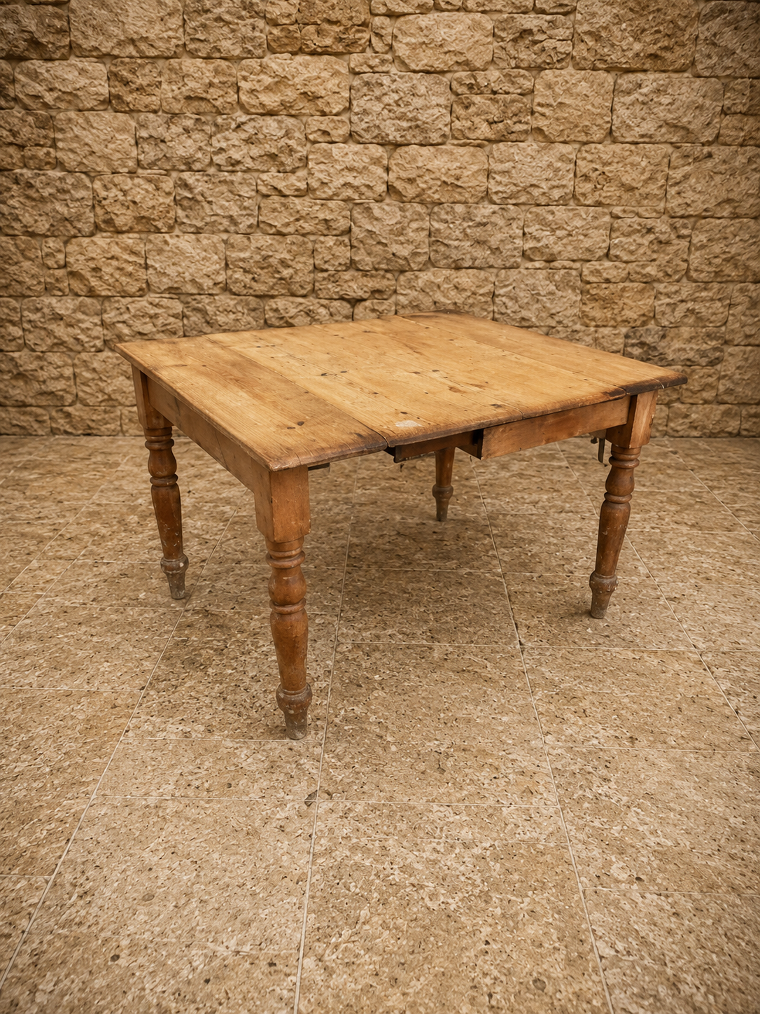 Antique Farmhouse Pine Drop Leaf Dining Table – Victorian Rustic Kitchen Table