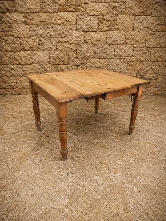 Antique Farmhouse Pine Drop Leaf Dining Table – Victorian Rustic Kitchen Table