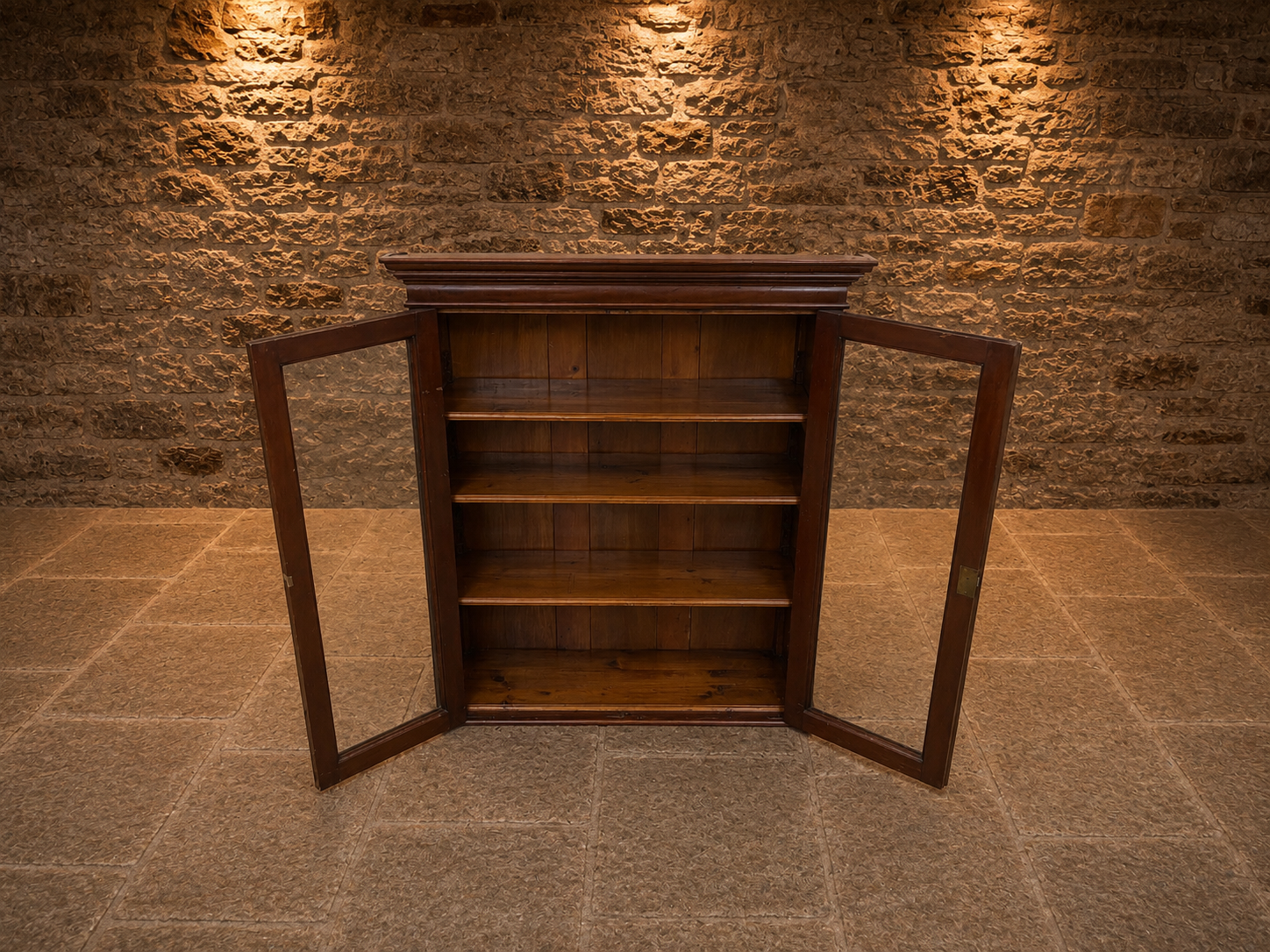 Antique Late Victorian Mahogany Glazed Bookcase Display Cabinet c.1900