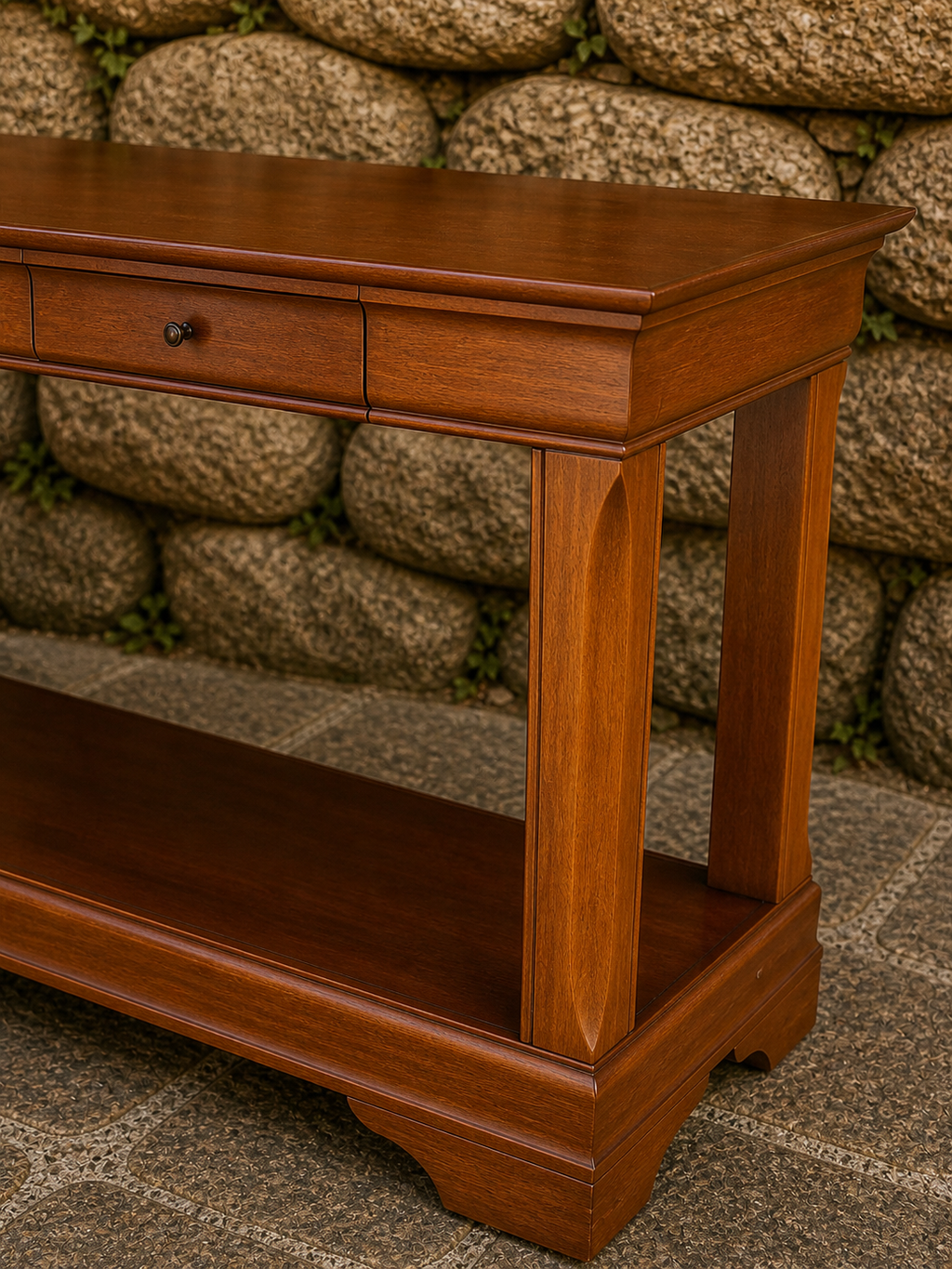 Mahogany Georgian Style Console Table – 130cm with Drawer & Shelf