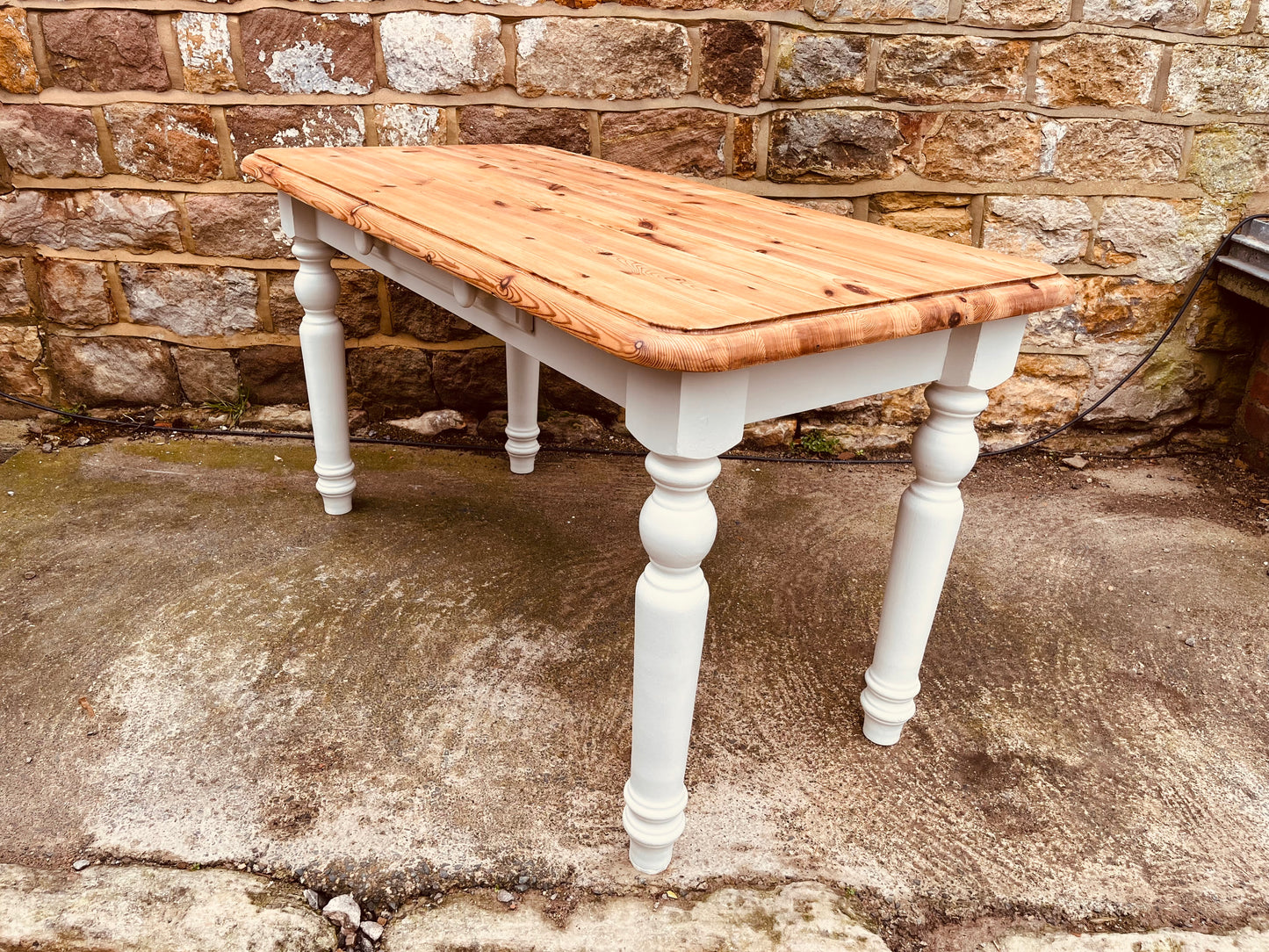 Farmhouse Pine Dining Table with Painted Base