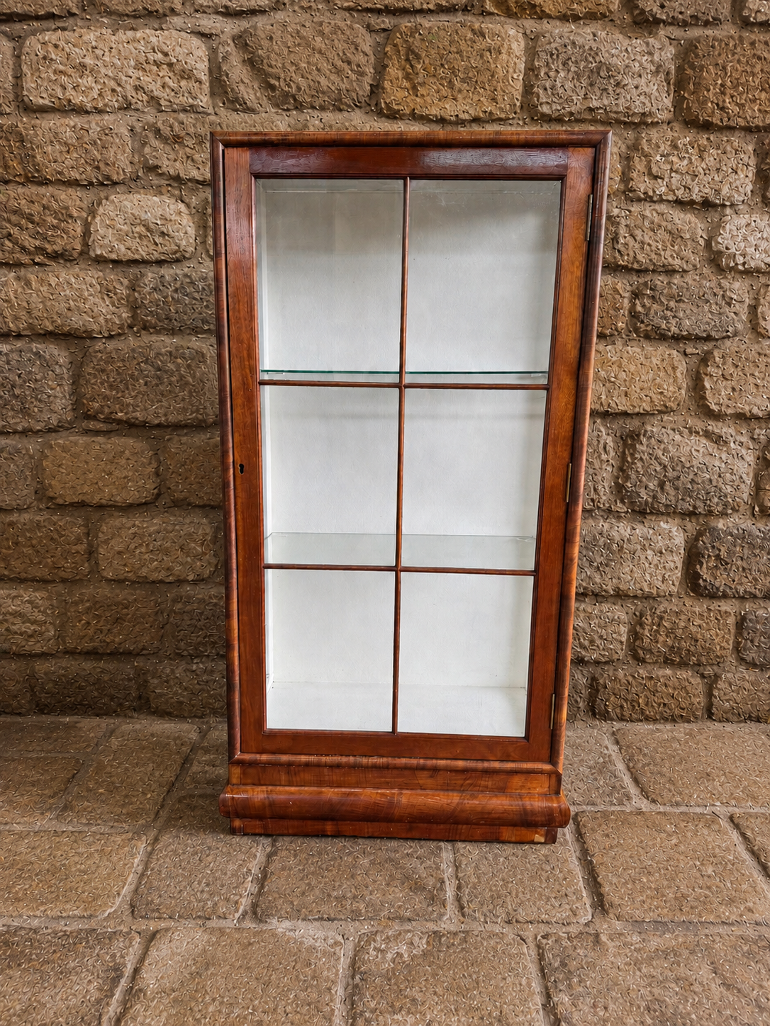 Antique Walnut Glazed Display Cabinet