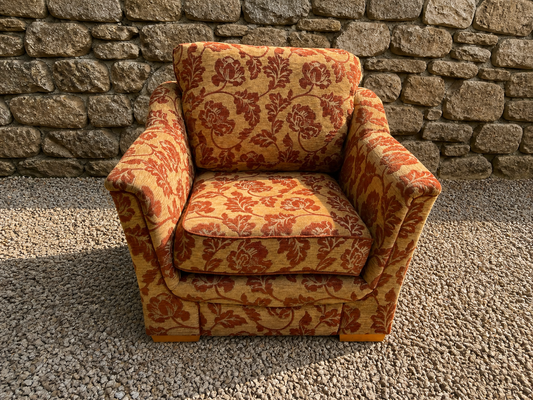 Vintage Patterned Armchair – Country House Style Statement Accent Chair