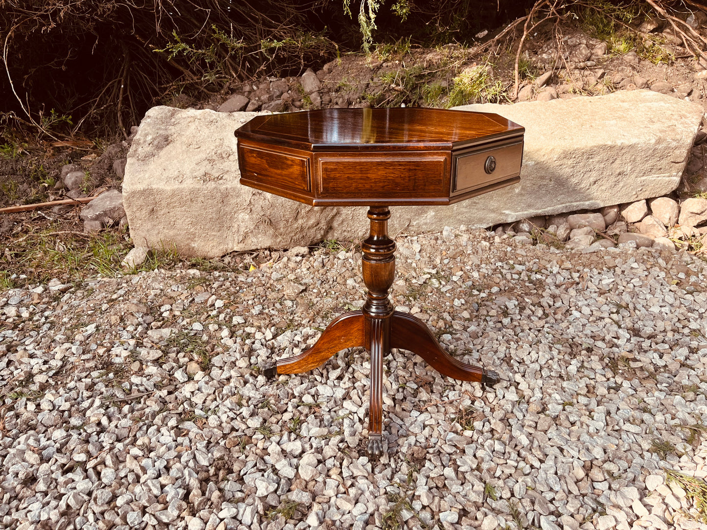 Georgian Style Octagonal Mahogany Lamp Table With Drawer