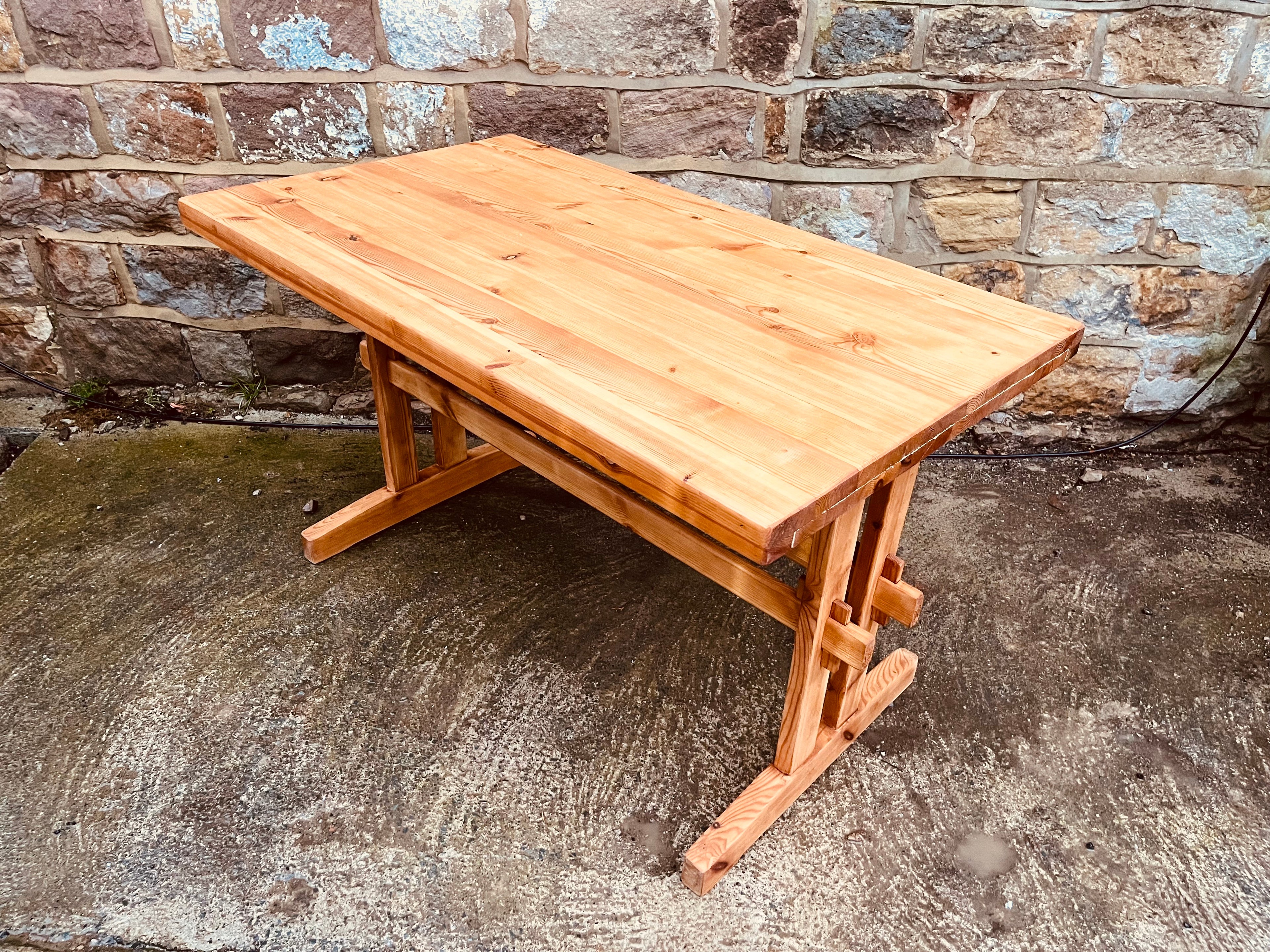 Reclaimed Pine Trestle Table – Cottagecore Dining / Kitchen Table
