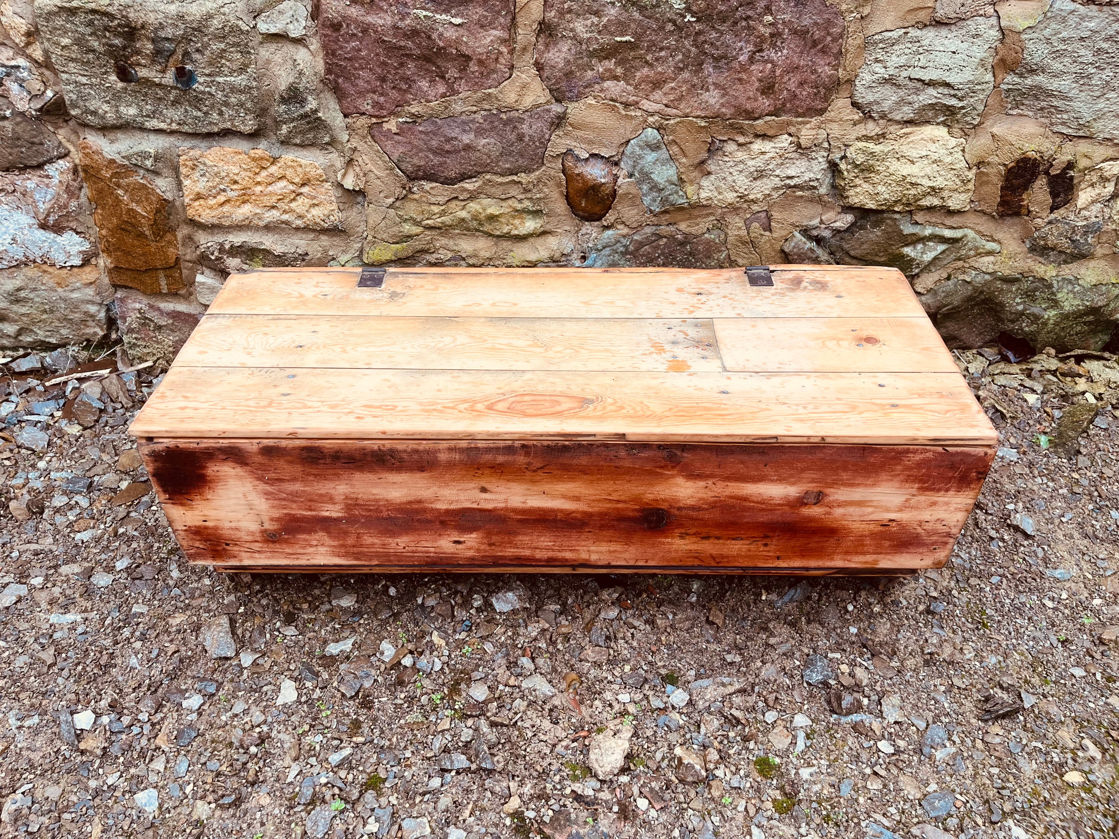 Vintage Rustic Wooden Storage Trunk (c.1920–1940)