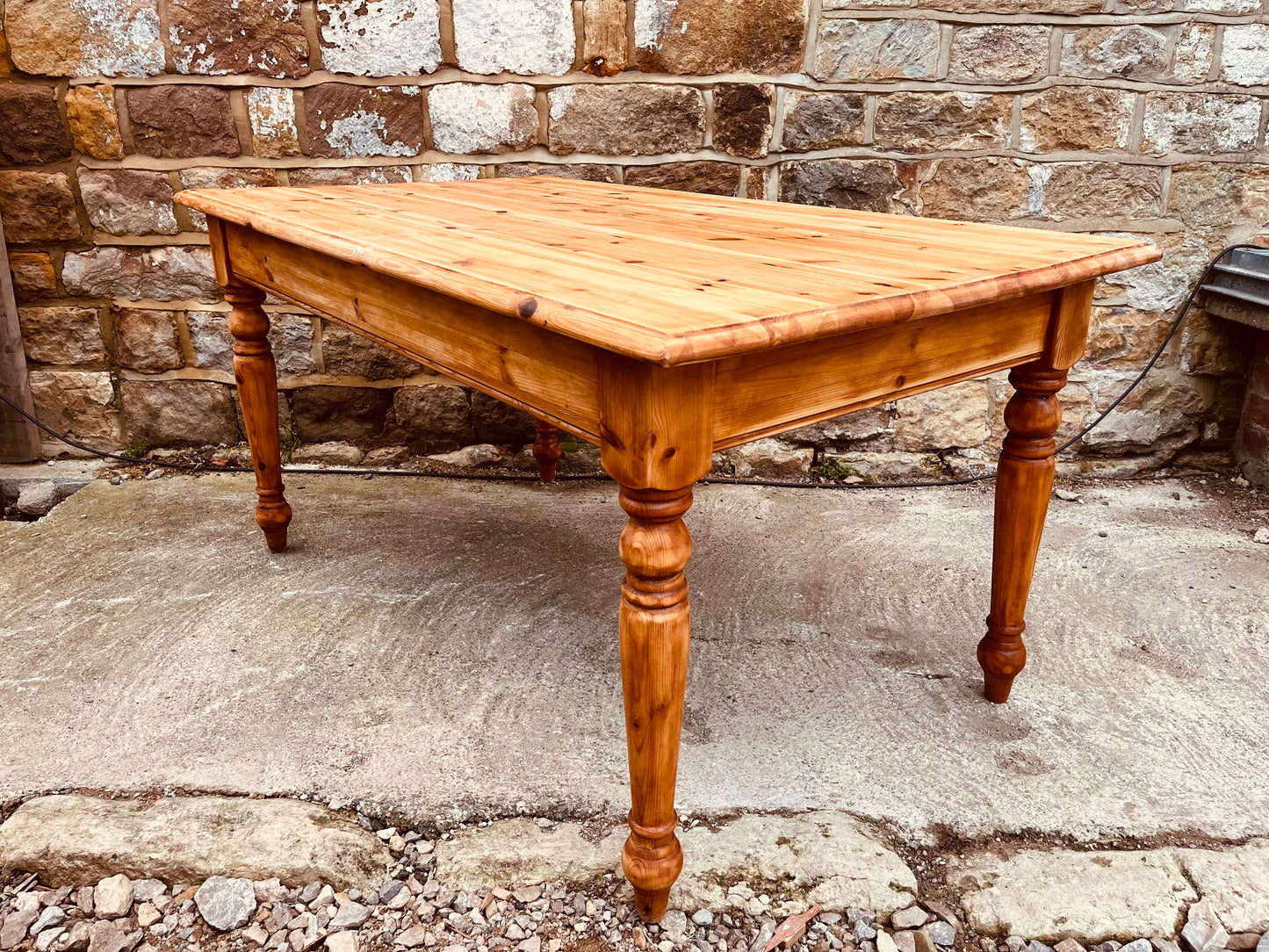 Antique Pine Farmhouse Dining Table – Late Victorian Rustic Kitchen Table (152cm)
