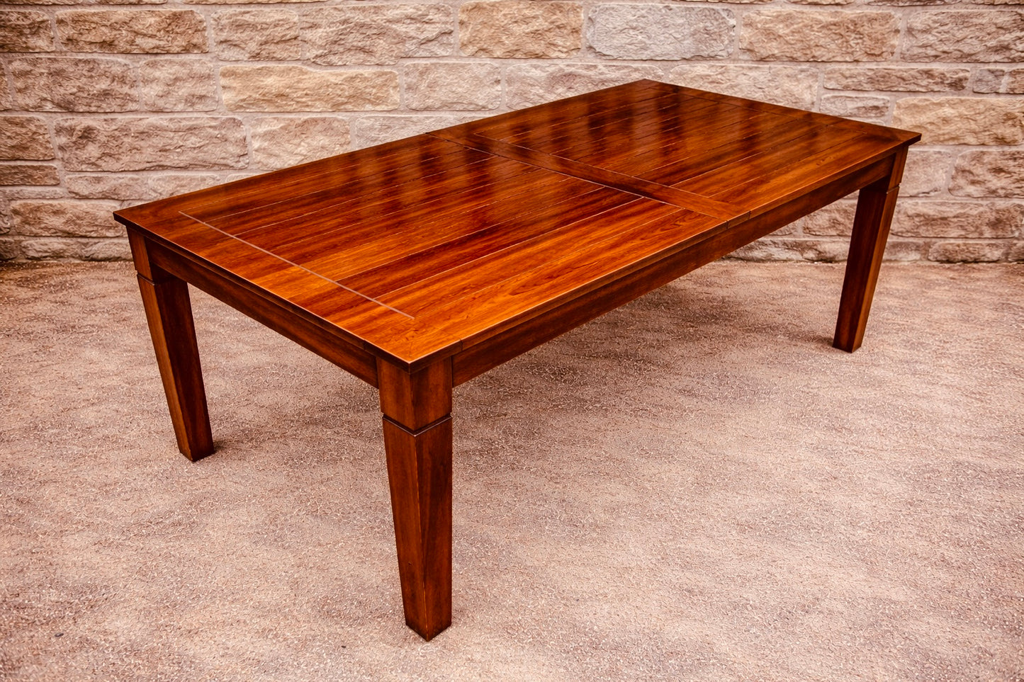 Large Extending Dining Table with Polished Wood Top