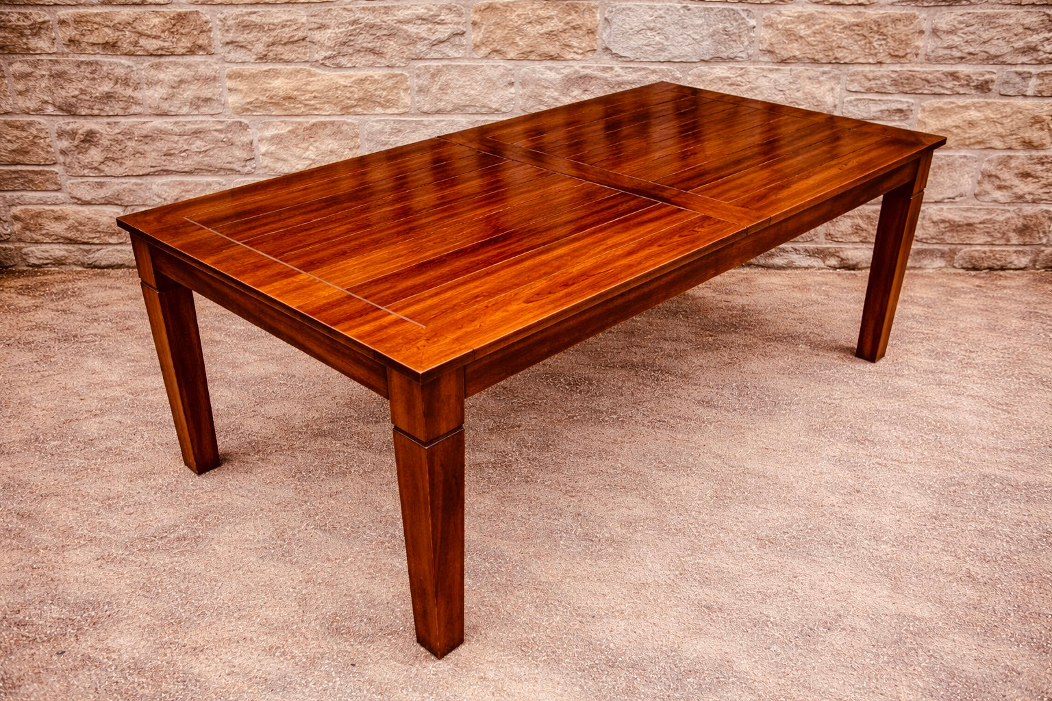 Large Extending Dining Table with Polished Wood Top