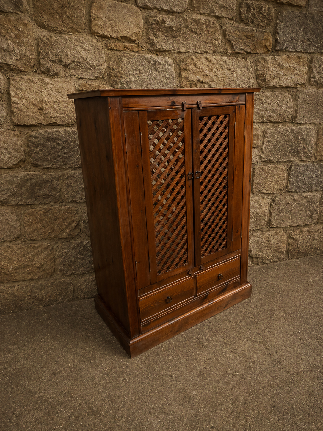 Rustic Spanish Colonial Pine Storage Cabinet
