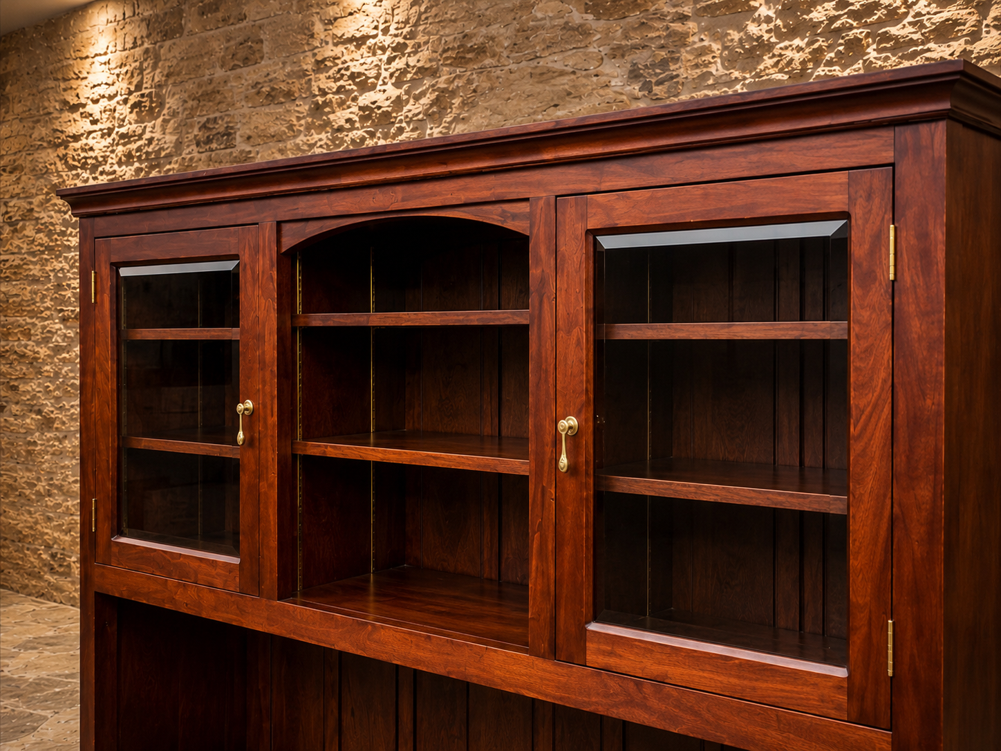 Vintage Large Glazed Dresser Top – Traditional Country Kitchen Display Cabinet & Bookcase