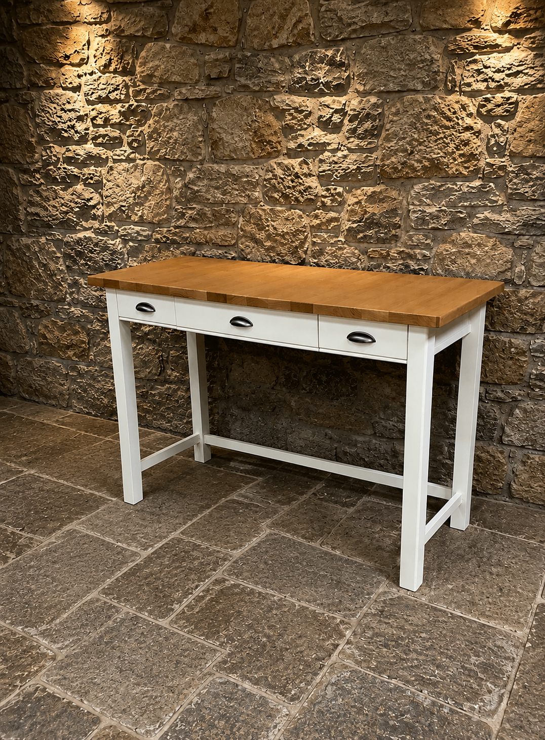 Modern Farmhouse Console Table | Rustic Kitchen Island | Painted Country Console Desk | Butcher Block Style Table