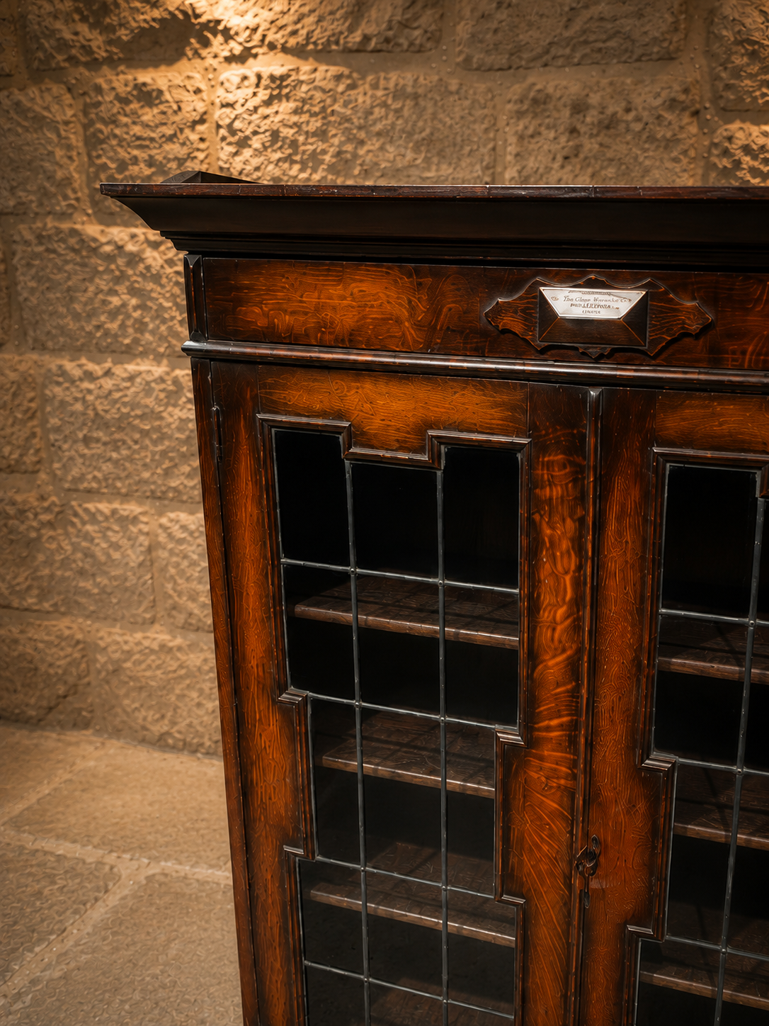 Antique Edwardian Oak Leaded Glass Bookcase – The Globe Furnishing Co. Preston, Circa 1910