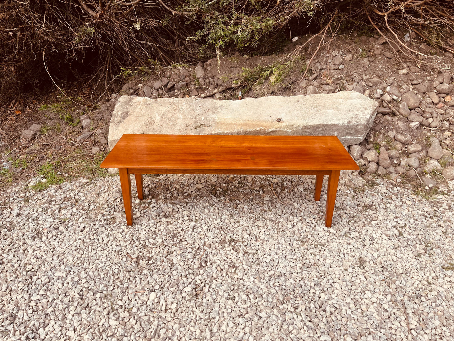 Mid Century Teak Console Table – Scandinavian Style Slim Hallway Table