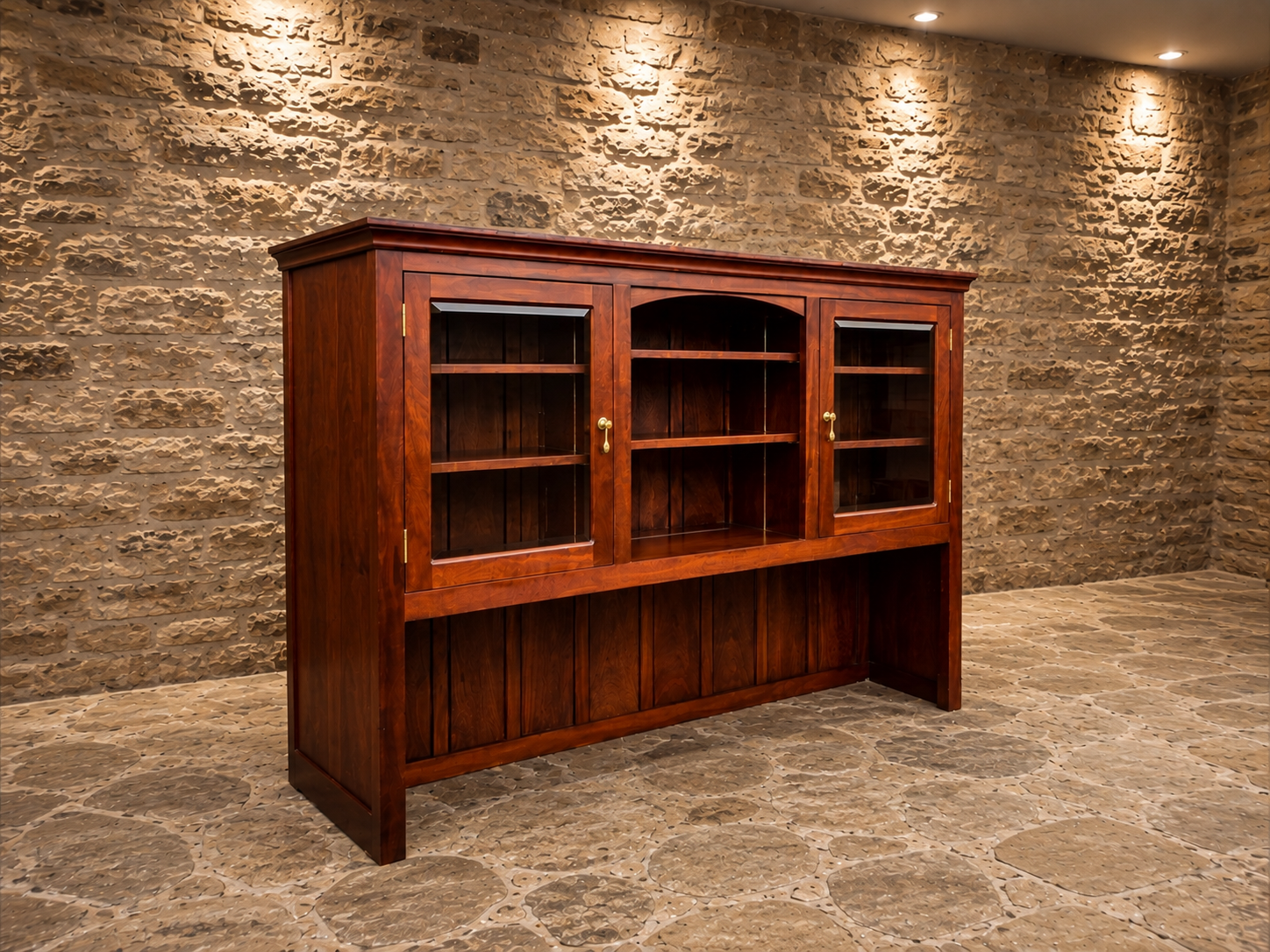 Vintage Large Glazed Dresser Top – Traditional Country Kitchen Display Cabinet & Bookcase