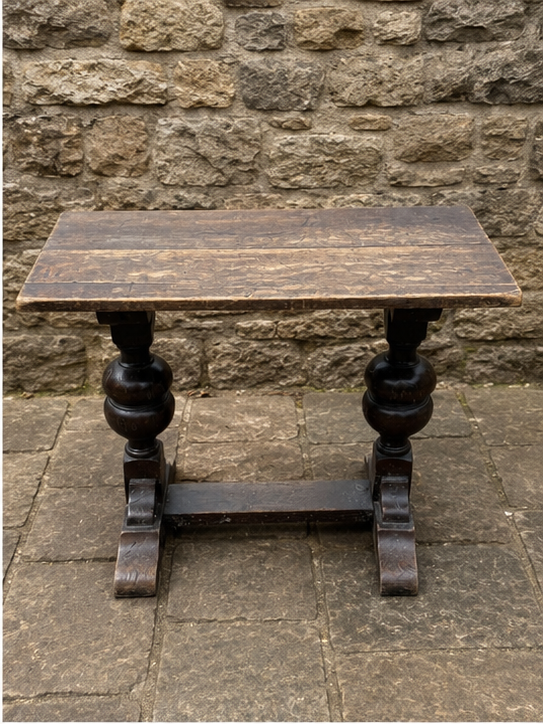 Vintage English Oak Refectory Table | Rustic Jacobean Revival Console Table c.1920–1940