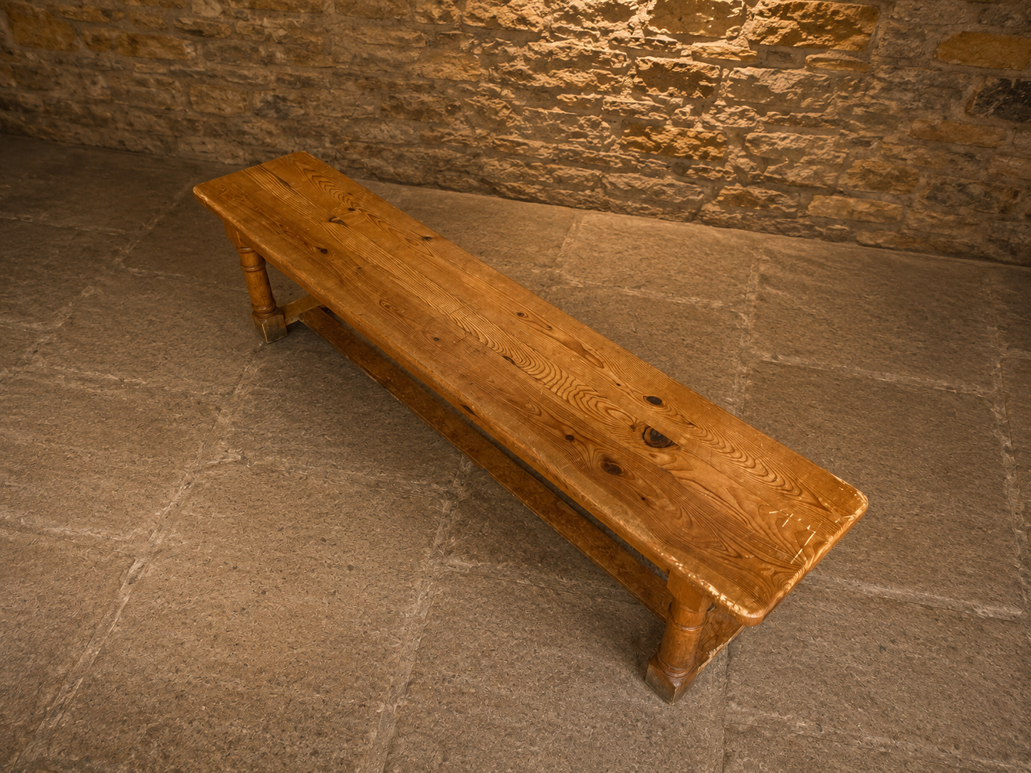 Antique Victorian Farmhouse Pine Bench | English Country Dining & Hall Bench | c.1890–1910