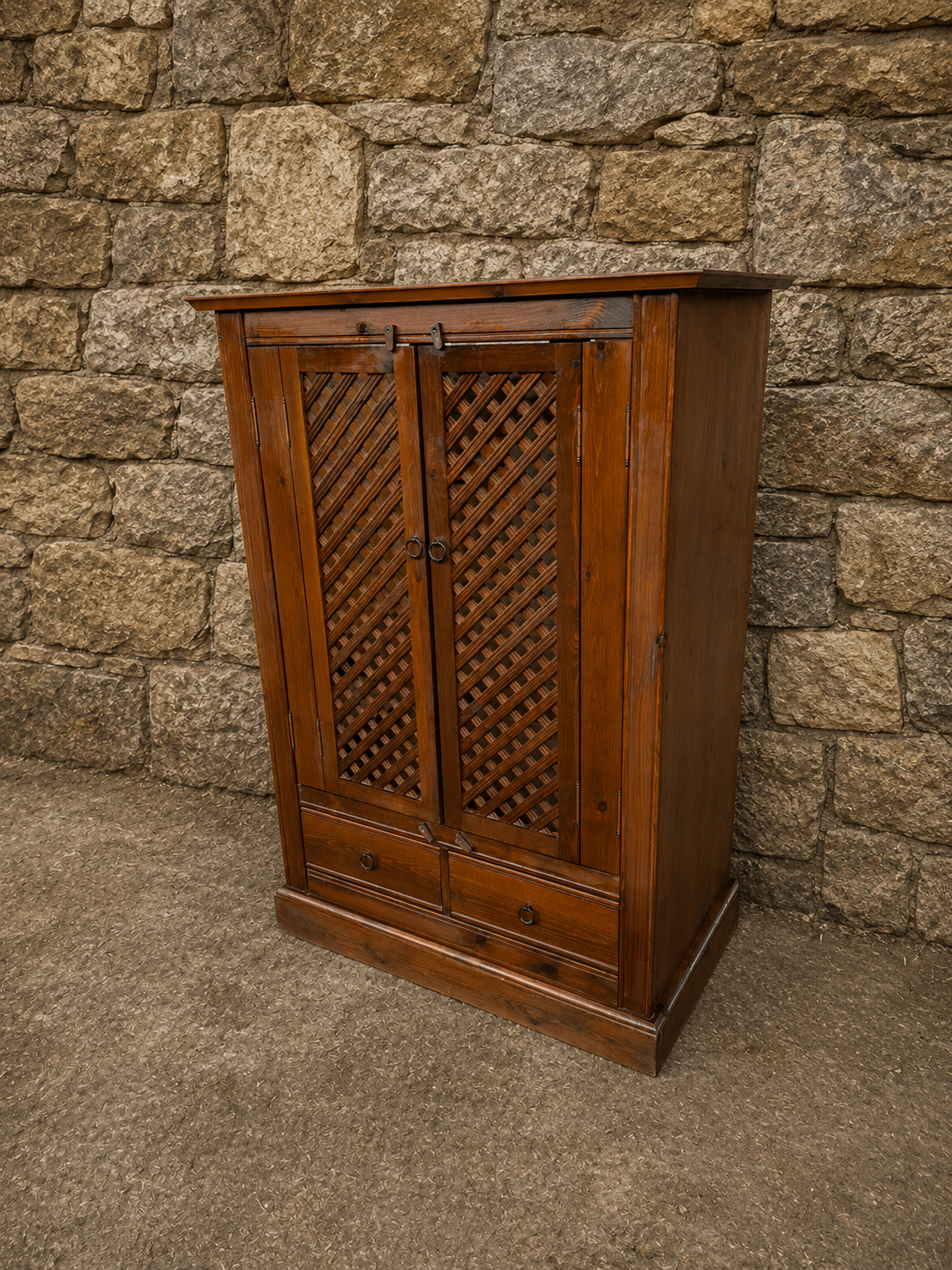 Rustic Spanish Colonial Pine Storage Cabinet