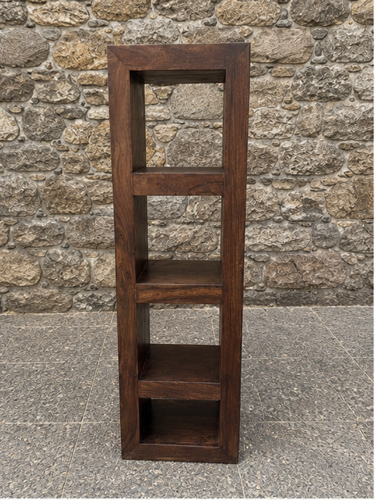 Solid Sheesham Wood Shelving Unit | Modern Rustic Indian Rosewood Bookcase