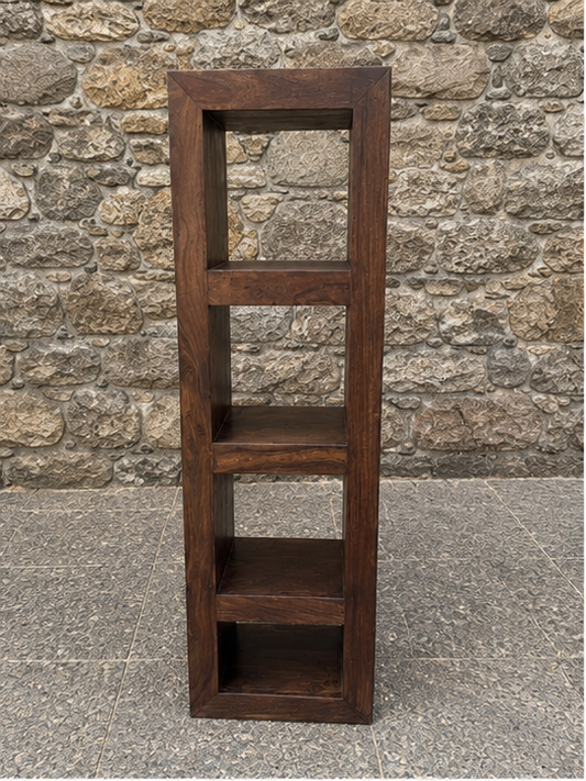 Solid Sheesham Wood Shelving Unit | Modern Rustic Indian Rosewood Bookcase