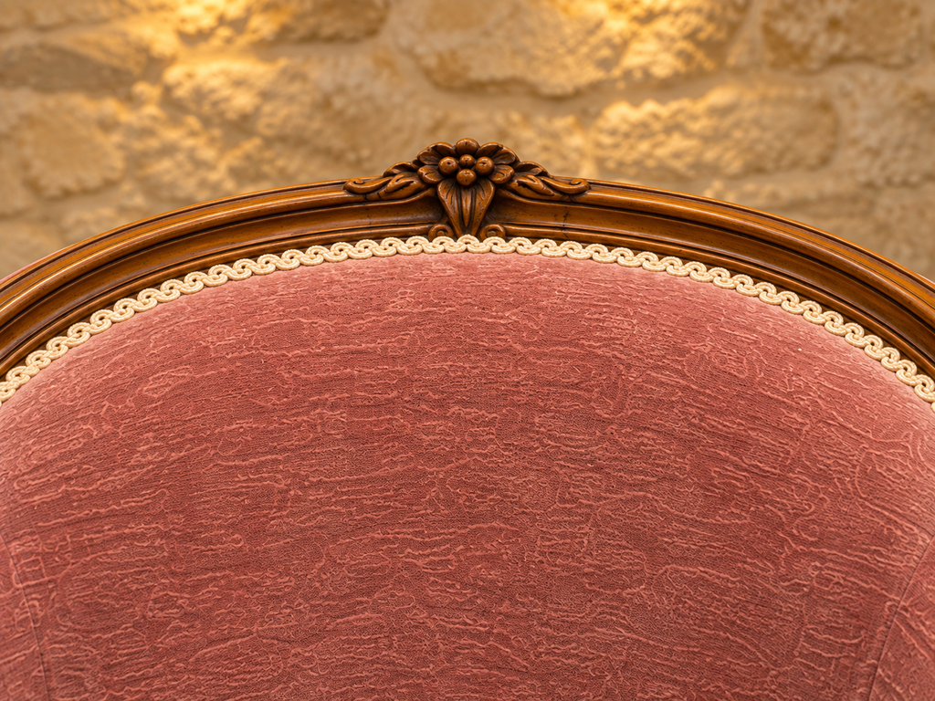 Pair of vintage Louis XV style armchairs in dusty rose pink