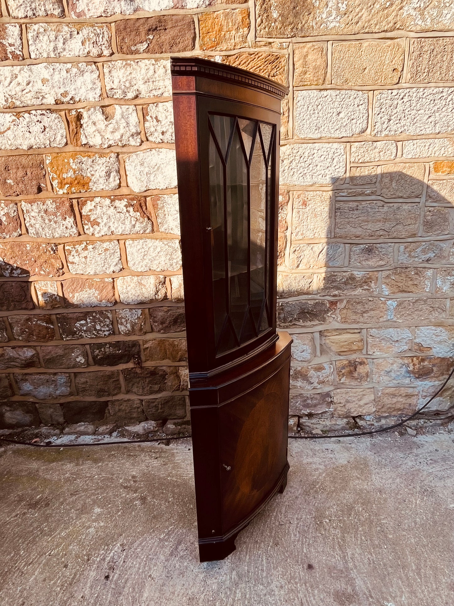 Mahogany Georgian Style Corner Display Cabinet with Astragal Glazed Door