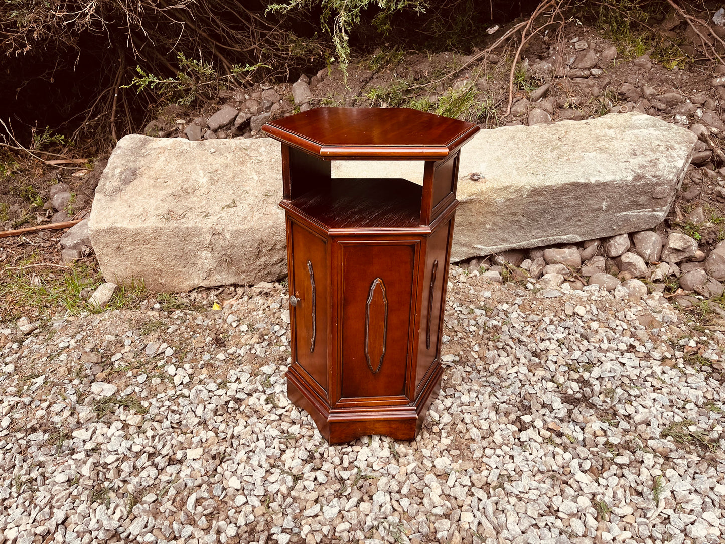 Antique Edwardian Mahogany Hexagonal Telephone Table Cabinet, Circa 1900